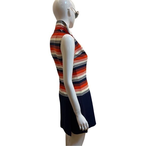 The COOLEST True vintage 1970s Striped Zip Front Pleated Skort Dress - Picture 10 of 12